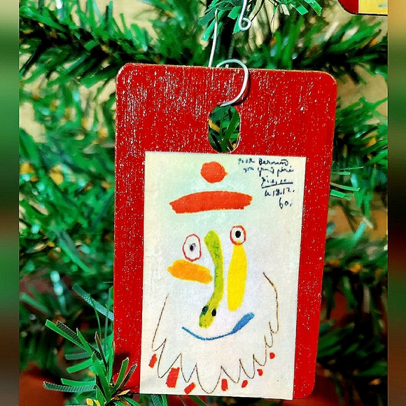 NEW Pablo Picasso Handcrafted 3 Piece Ornament Set! Santa! - Picture 3 of 6